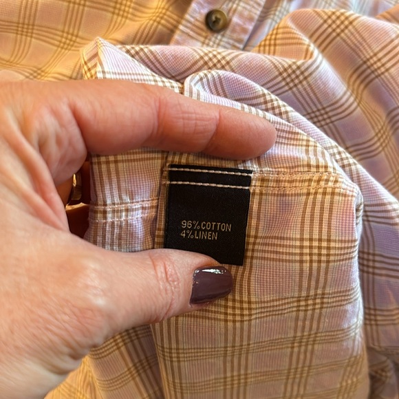 True Measure Long-Sleeve Button-Down Shirt XXL Lavender with Tan Plaid. - Picture 5 of 6